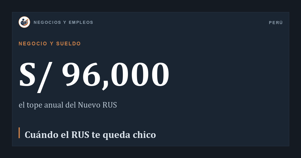 S/ 96,000: el tope anual del Nuevo RUS