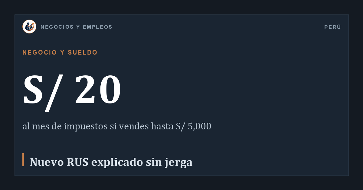 S/ 20: al mes de impuestos si vendes hasta S/ 5,000